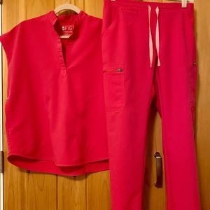Figs hot pink xs set yola bottoms rafaela top